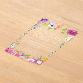 恋は開花 | 水彩フローラブライダルシャワー アクリル招待状 (レイダウン)