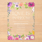 恋は開花 | 水彩フローラブライダルシャワー アクリル招待状 (正面)