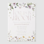 恋は開花 | 水彩フローラブライダルシャワー ベラム紙招待状 (正面)