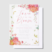 恋は開花 | 水彩フローラブライダルシャワー ベラム紙招待状 (オフセット)