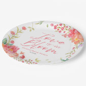 恋は開花 | 水彩フローラブライダルシャワー ペーパープレート (アングル)
