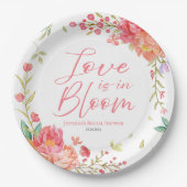 恋は開花 | 水彩フローラブライダルシャワー ペーパープレート (正面)