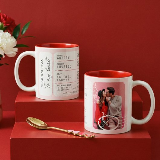 恋への搭乗券 バレンタインデーの航空券 ツートーンマグカップ