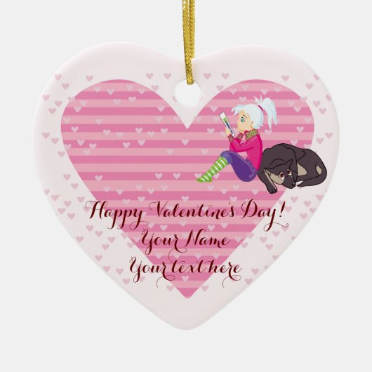 恋をしている女の子 セラミックオーナメント (正面)