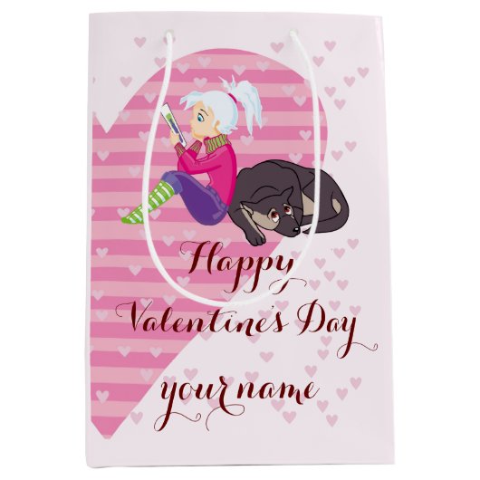 恋をしている女の子 ミディアムペーパーバッグ (正面)