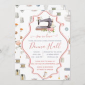 恋をしろ！裁縫機、フローラブライダルシャワー  招待状 (正面/裏面)