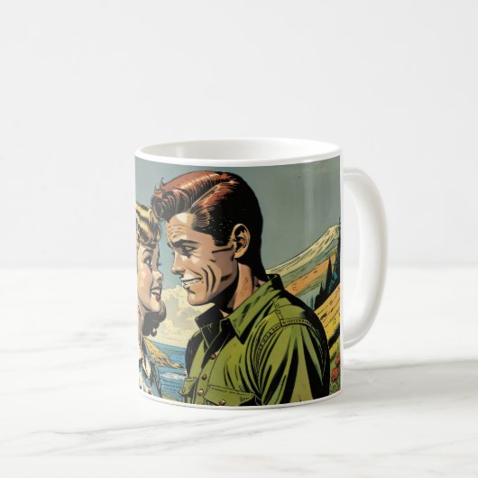 恋をする男の子と女の子，漫画本愛好家のために コーヒーマグカップ (正面右)