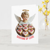 恋を添える 愛の装いのバレンタインチーフ  ヴィンテージの天使 カード (黄色い花)