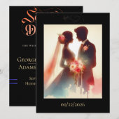 恋を色彩で表現したフラットなSave The Dateカード セーブザデート (正面/裏面)