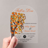 恋エレガント秋彫り木ロマンチック結婚 アクリル招待状 (インサイチュ (ポータブル))