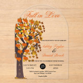 恋エレガント秋彫り木ロマンチック結婚 アクリル招待状 (正面)