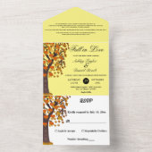 恋エレガント秋彫り木ロマンチック結婚 オールインワン招待状 (内側)