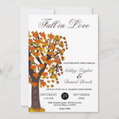 恋エレガント秋彫り木ロマンチック結婚 招待状 (正面)