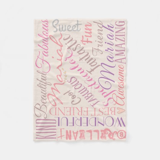 恋パーソナライズされたの名と言葉 フリースブランケット (正面)