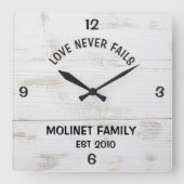 恋パーソナライズされたは絶えぬ素朴時 スクエア壁時計 (正面)