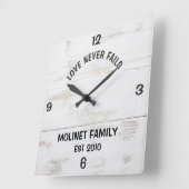 恋パーソナライズされたは絶えぬ素朴時 スクエア壁時計 (傾斜)