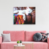 恋ピットブル犬がソファで寝る キャンバスプリント (インサイチュ (リビング))