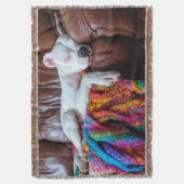 恋ピットブル犬がソファで寝る スローブランケット (正面縦)
