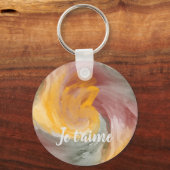 恋フランスの秋の水色の渦巻き絵を描き キーホルダー (正面)