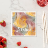 恋フランスの秋の水色の渦巻き絵を描き スタンダードカクテルナプキン (インサイチュ)