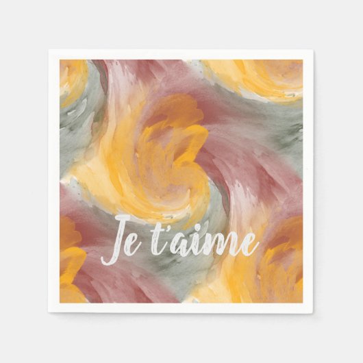 恋フランスの秋の水色の渦巻き絵を描き スタンダードカクテルナプキン (正面)