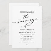 恋モダン愛、墨書、結婚 招待状 (正面/裏面)