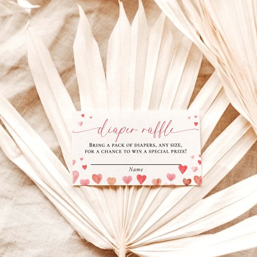 恋人おむつラッフルカード |女の子の赤ちゃんシャワー エンクロージャーカード