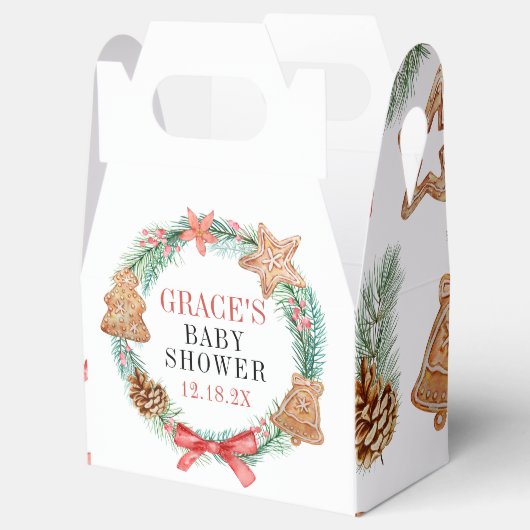 恋人がクッキーのクリスマスベビーシャワーを途中にある フェイバーボックス (オープン)