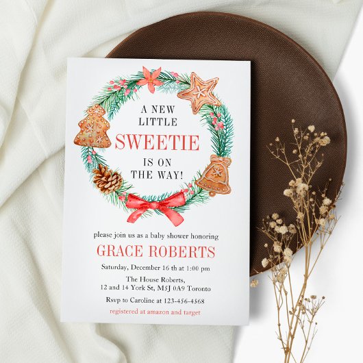恋人がクッキーのクリスマスベビーシャワーを途中にある 招待状
