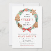 恋人がクッキーのクリスマスベビーシャワーを途中にある 招待状 (正面)