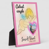 恋人たちの写真を飾った「save the date」ポストカード（木製）ｂ フォトプラーク (側面)