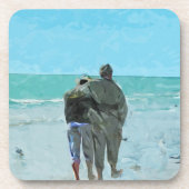 恋人たちの記念日をビーチ抽象芸術 コースター (正面)