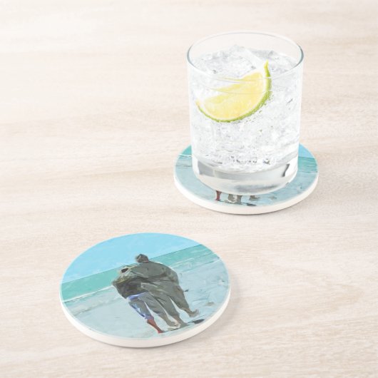 恋人たちの記念日をビーチ抽象芸術 コースター (側面)