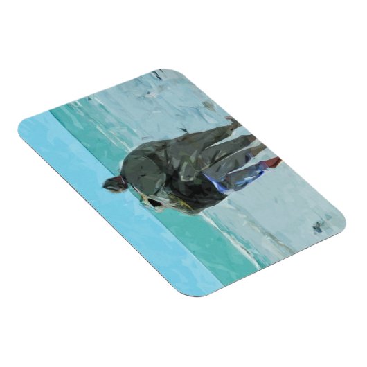 恋人たちの記念日をビーチ抽象芸術 マグネット (右側)