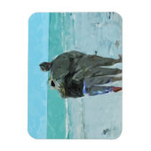 恋人たちの記念日をビーチ抽象芸術 マグネット (縦)