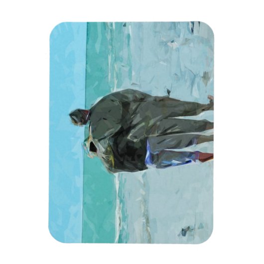 恋人たちの記念日をビーチ抽象芸術 マグネット (縦)