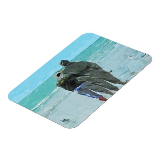 恋人たちの記念日をビーチ抽象芸術 マグネット (左側)