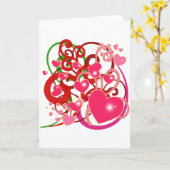 恋人たちの輝くハートとスクロール カード (黄色い花)