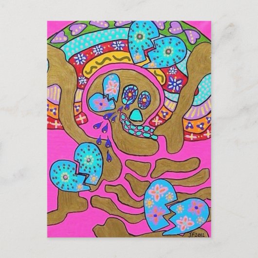 恋人たち 壊れたハートと涙 死者の日 ポストカード (正面)