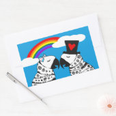 恋人とトランスジェンダー・パロット・ガール 長方形シール (封筒)