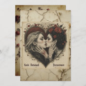 「恋人とバラ」- 平らなバレンタインカード シーズンカード (正面/裏面)