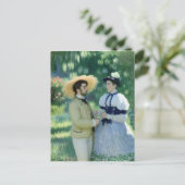 恋人と庭で出会うヴィンテージ絵画ズ ポストカード (スタンド正面)