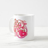 恋人のための明るいハートそしてスクロール コーヒーマグカップ (正面左)