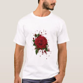 恋人のための赤いバラTシャツ Tシャツ (正面)