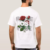 恋人のための赤いバラTシャツ Tシャツ (裏面)