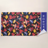 恋人のカエルのあなたの一流の|パターンを加えて下さい ビーチタオル (正面)