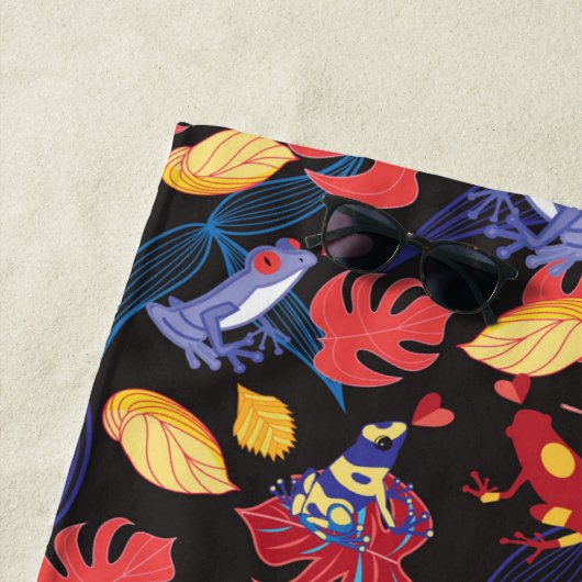 恋人のカエルのあなたの一流の|パターンを加えて下さい ビーチタオル (インサイチュ)