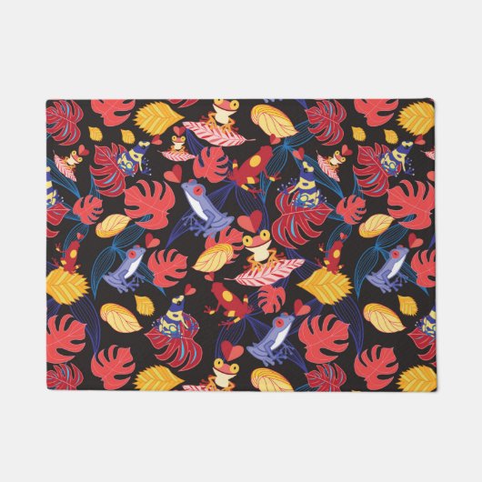 恋人のカエルのパターン ドアマット (正面)