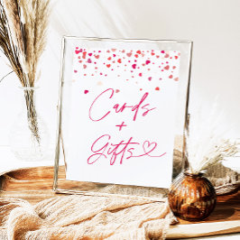 恋人のカードとギフトのサイン ポスター