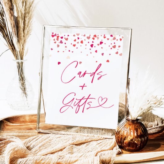 恋人のカードとギフトのサイン ポスター